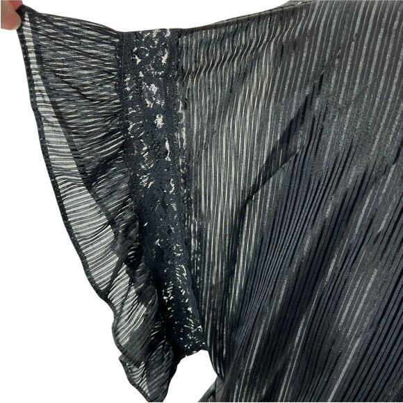 Vintage Molyclaire Black Lace Maxi Peignoir Textured Stripe Gown Matching Robe S - Picture 7 of 7